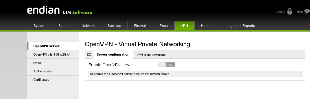 endian firewall vpn client configuration