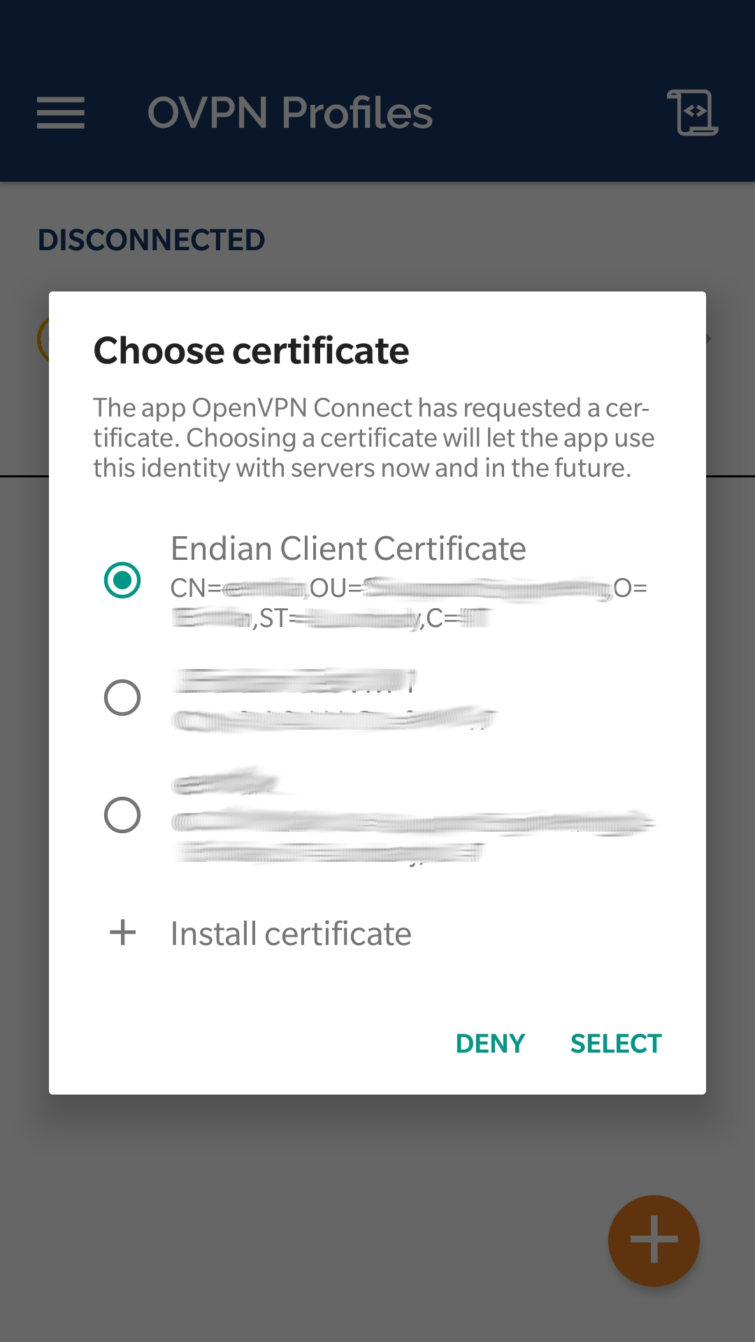 openvpn for android certificate